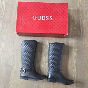 GUESS Black Quilted Knee-High Boots